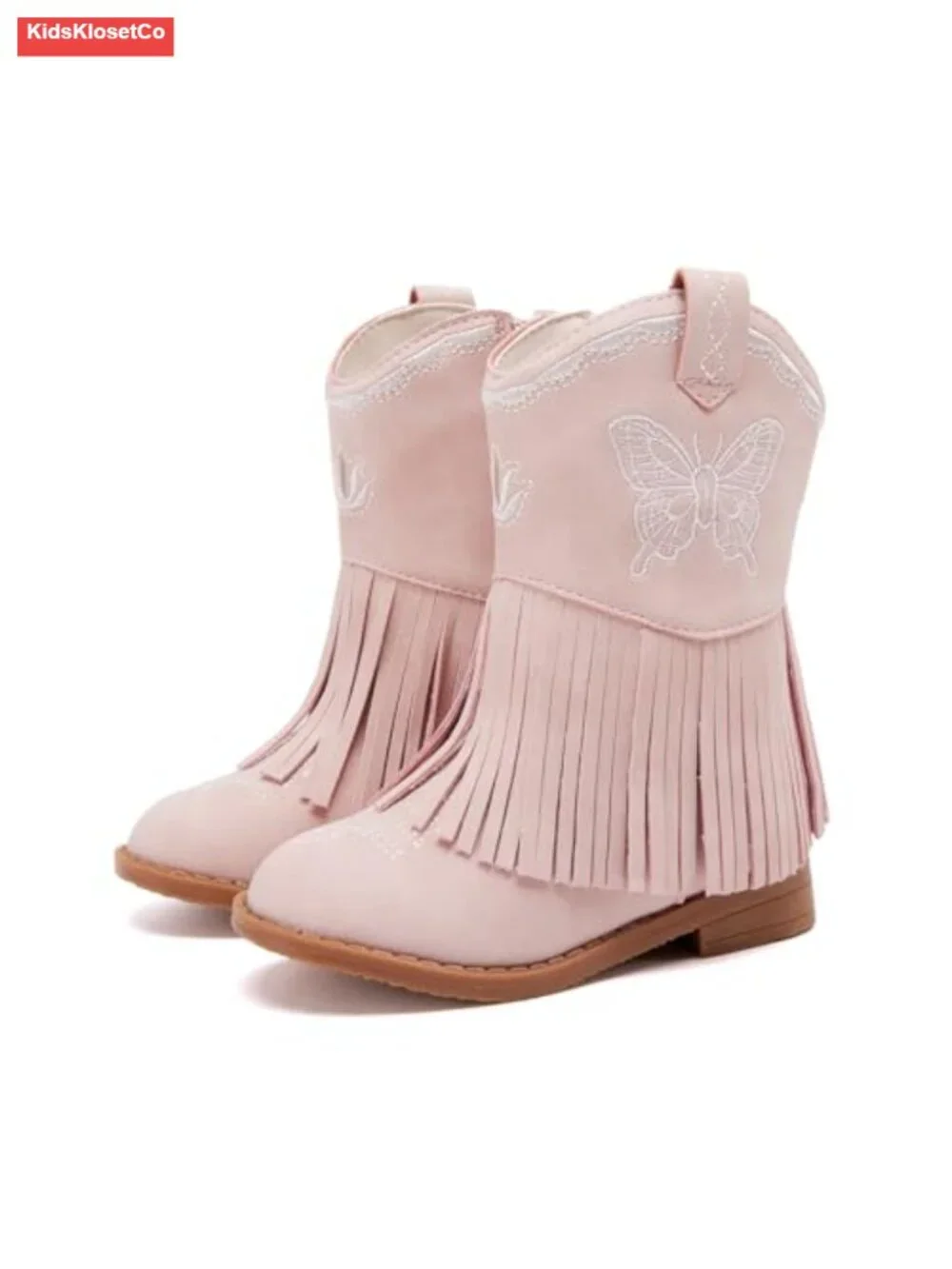 Toddler Girls Cowgirl Boots Mid Calf Western Pointed Toe Riding Shoes Tassels
